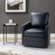 preview thumbnail 36 of 55, Terrance Transitional Swivel Faux Leather Barrel Accent Chair with Metal Base