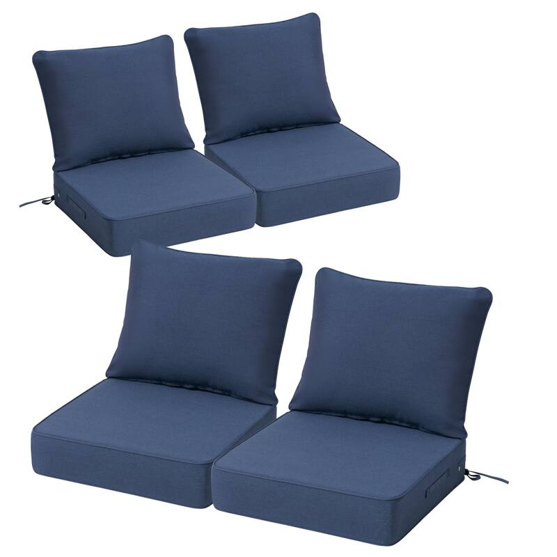24''Wx24''Dx5.5''in T Outdoor Indoor Patio Premium Fabric Seat Cushions Set (Seat & Back) - 4PC - NavyBlue