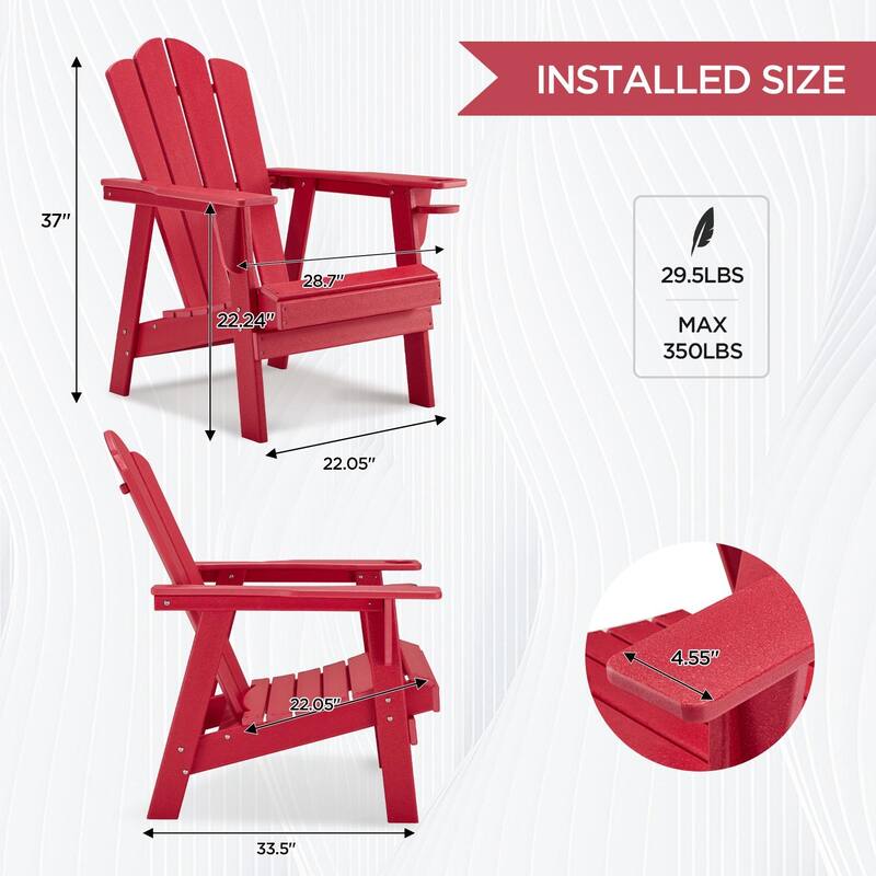 EROMMY Durable Adirondack Chair,Patio Chairs, Fire Pit Chairs, All-Weather Resistant, Suitable for Backyard, Patio, Camping