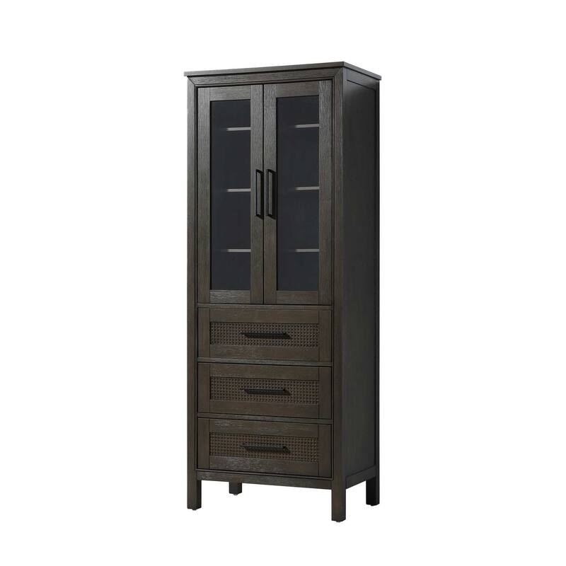 Winslow 16-28 Inch Bath Storage Glass Cabinet