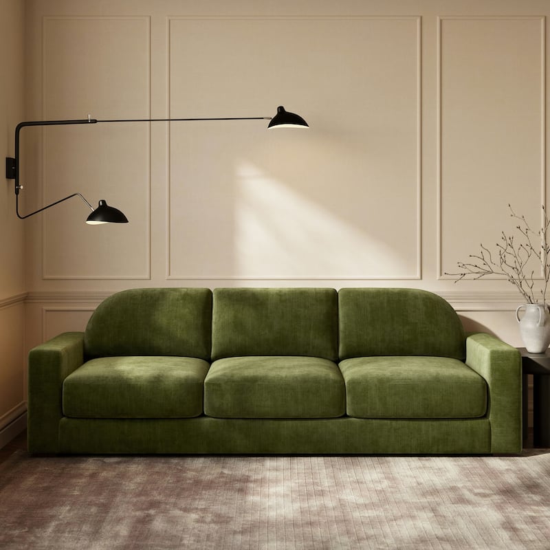 Poly & Bark Fano 99" Sofa in Distressed Green Velvet