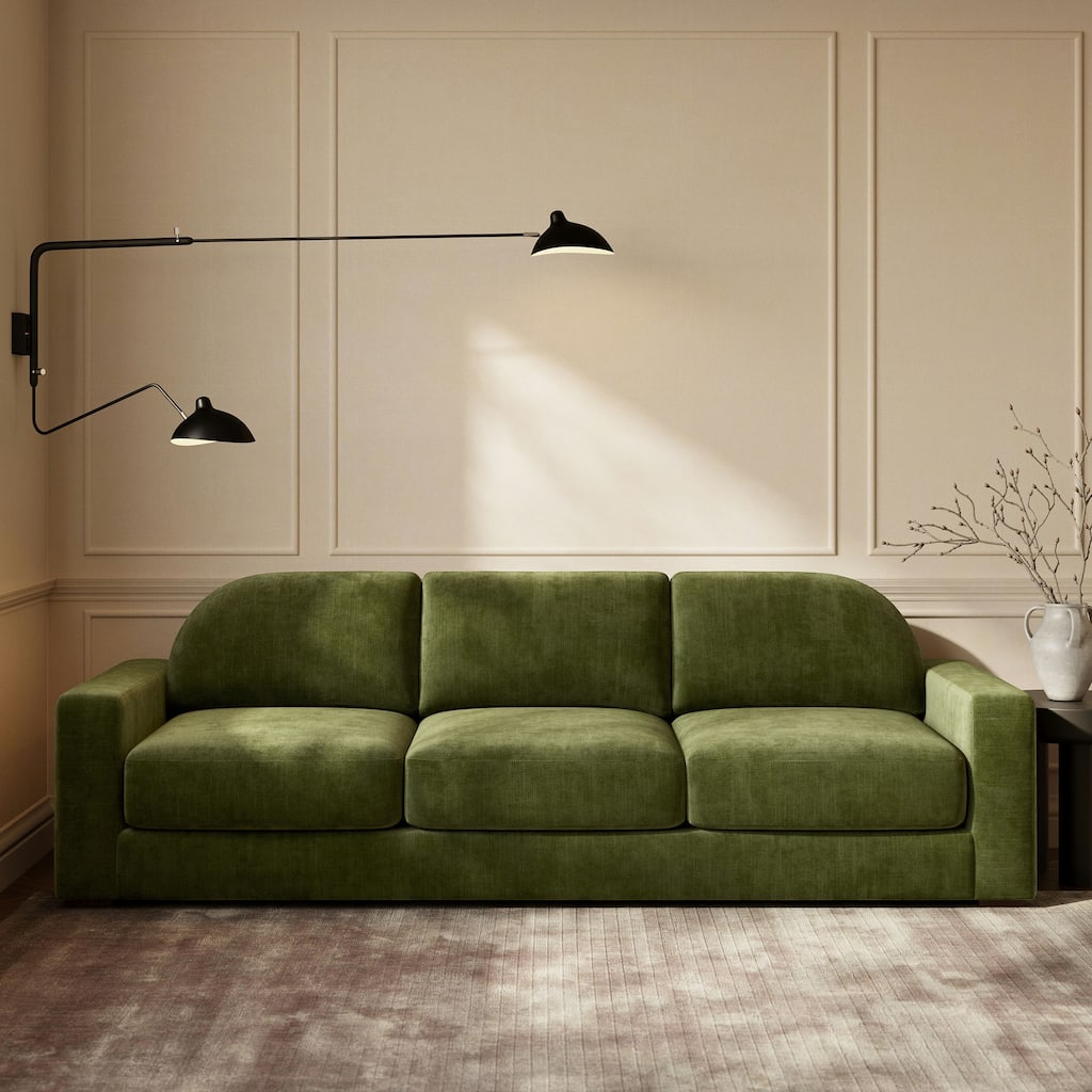Poly & Bark Fano 99" Sofa in Distressed Green Velvet