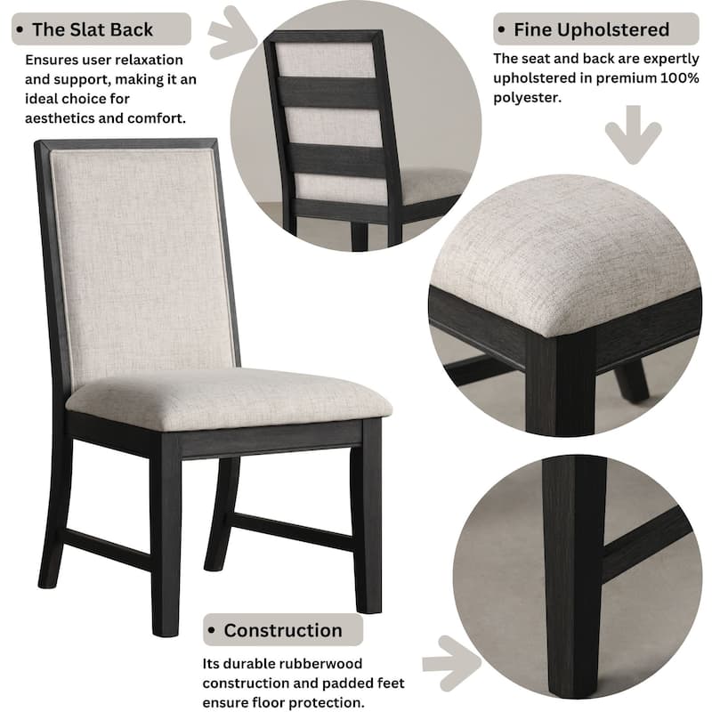 Roundhill Furniture Gates Upholstered Dining Chairs, Set of 2, Gray