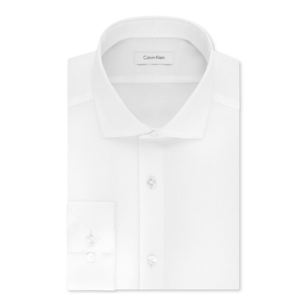 CALVIN KLEIN Mens White Collared Classic Fit Dress Shirt 20 35/36 - 20 35\36 - Overstock - 33760460