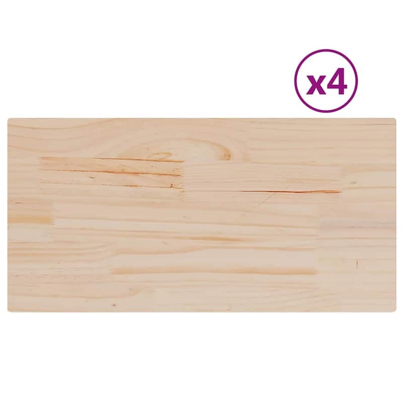 vidaXL Table Top Set of 4 Natural Wood Solid Pine Wood - 17.7 x 35.4 x 0.7 in