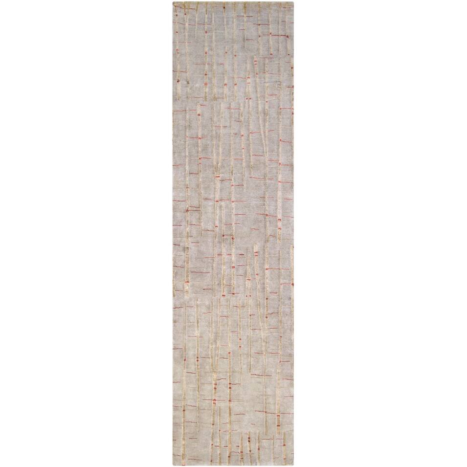 Hand-knotted Jarrow Abstract Design Wool Area Rug - 2'6" x 10' Runner