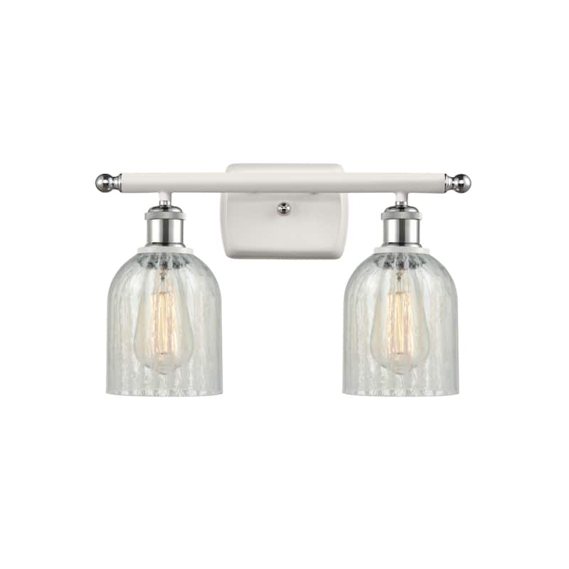 Innovations Lighting Caledonia 2 Light 16" Wide Bathroom Vanity Light - White and Polished Chrome / Mouchette