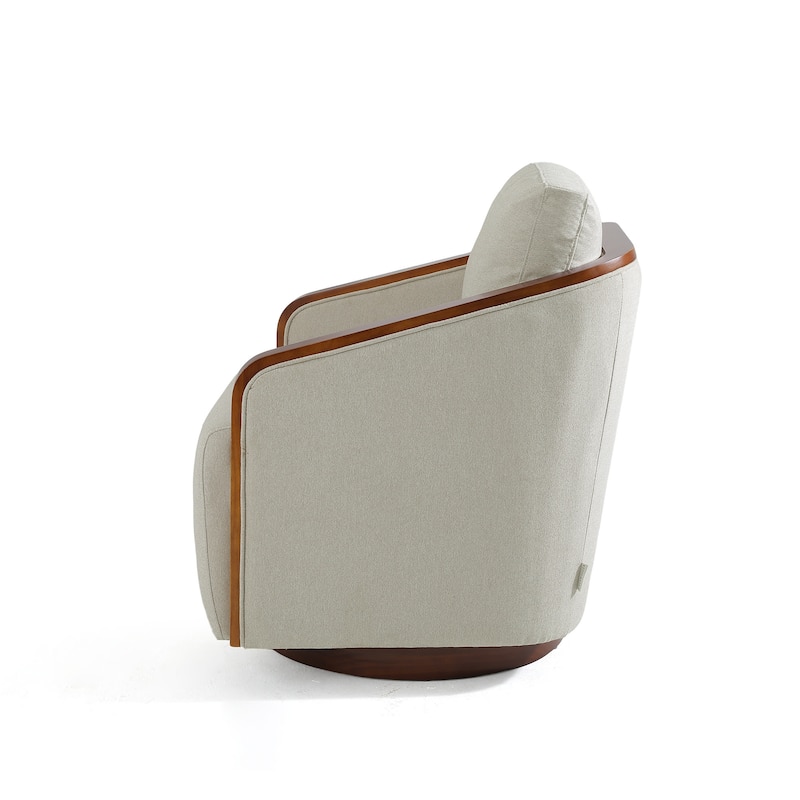 Chenille Modern 360°Swivel Barrel Chair Wood Base (Set of 2)