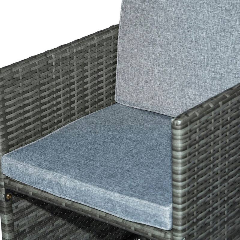 9-Piece Outdoor Dining Set for 8, Wicker Chairs, Cushions, Glass Table