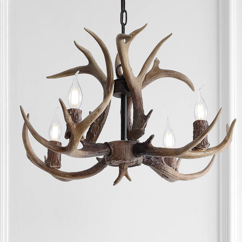 Apollo 26" Adjustable Resin Antler 4-Light LED Chandelier, by JONATHAN Y