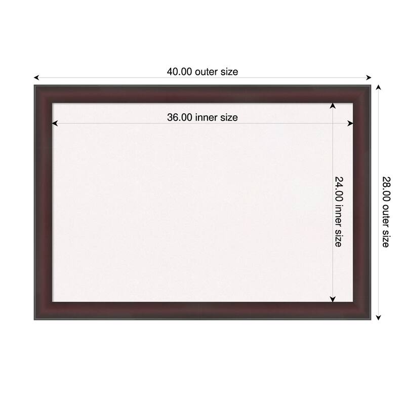 Grand Cherry Narrow Framed Cork Board - Bulletin Board, Organization Board, Pin Board - White - 40 x 28 in