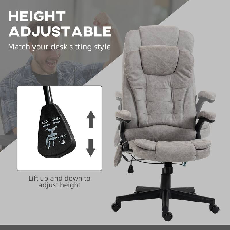 Height Adjustable Massage Office Chair with Lumbar Heating and 6 Vibration Points Swivel Wheels - 25.5"W x 28"D x 43.25"-47.25"H