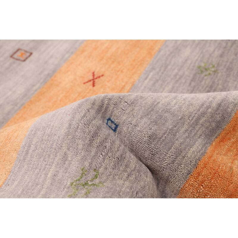 ECARPETGALLERY Hand Loomed Kashkuli Gabbeh Copper, Grey Wool Rug - 6'9 x 9'9