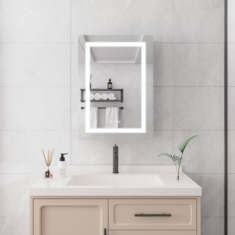 Bathroom Wall Mounted Medicine Cabinet with Mirror with LED Lights