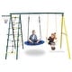 preview thumbnail 7 of 5, Outdoor Backyard Playground Swing Set with Ladder and Basketball Hoop