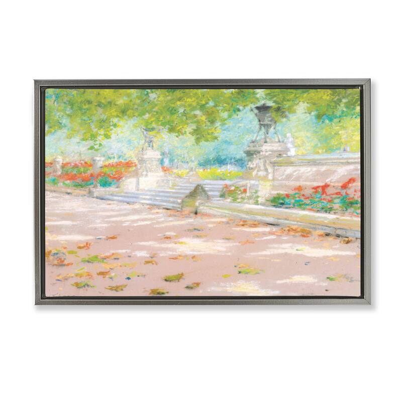 Stupell Summer Sunlight in Park Framed Floater Canvas Wall Art Design By LSR Design Studio - 25 x 17 - Grey