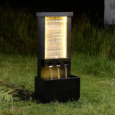 LED Lighted Zinc Metal Outdoor Garden Water Fountain - 42.5"