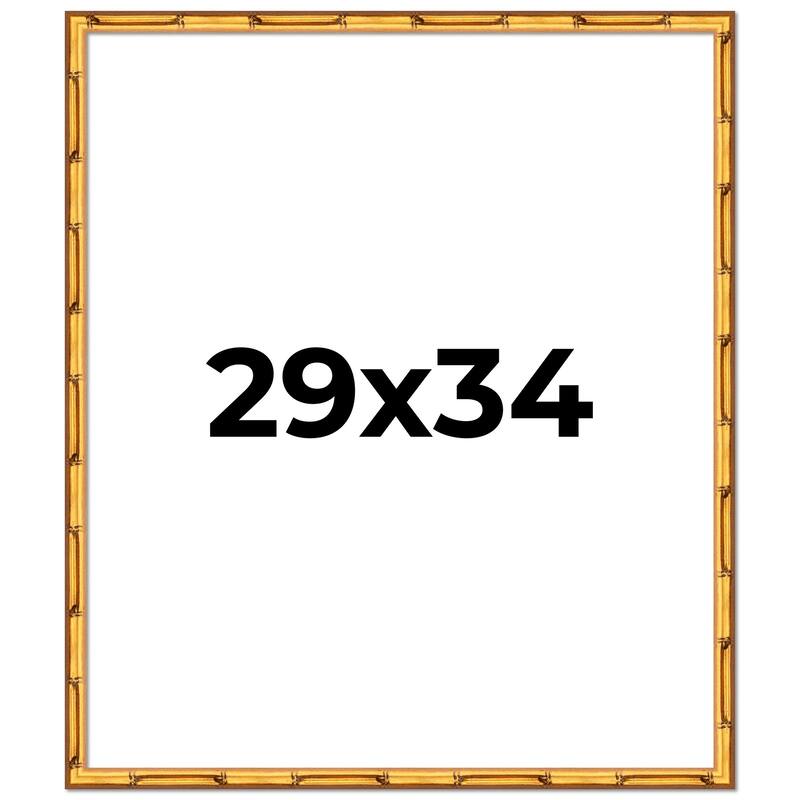 29x34 Frame Gold Bamboo Picture Frame Modern Photo Frame Includes UV Acrylic Shatter Guard Front Acid Free Foam Backing Board