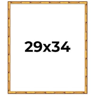 29x34 Frame Gold Bamboo Picture Frame Modern Photo Frame Includes UV Acrylic Shatter Guard Front Acid Free Foam Backing Board