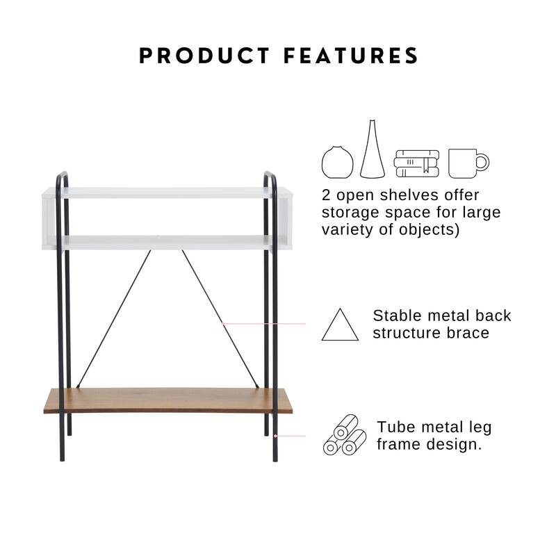 Furniture of America Benno Modern 31-inch Console Table with 2 Storage Shelves and Metal Frame Legs