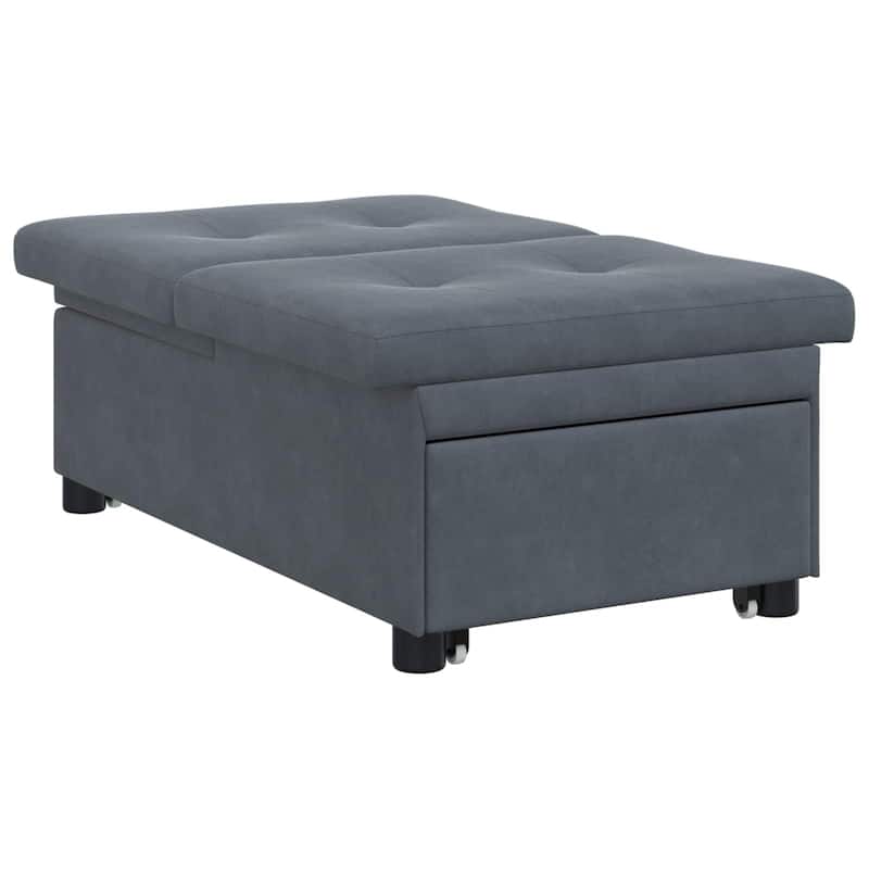 vidaXL Sofa Bed 3-in-1 Pull-Out Design Black/Dark Grey Velvet - 76.4 x 26.4 x 32.3