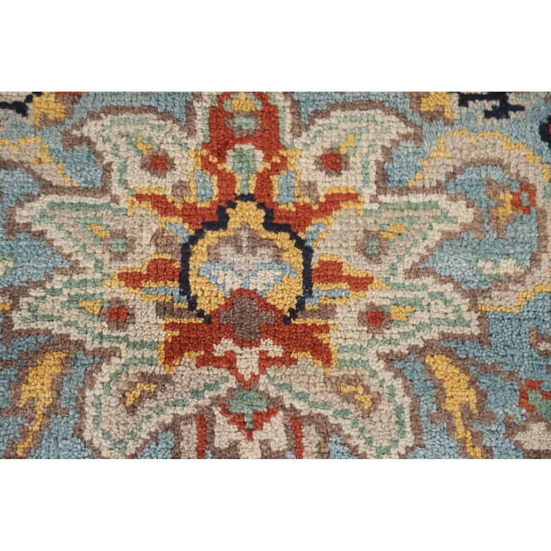 Heriz Serapi Indian Octagon Rug Hand-Knotted Wool Carpet - 6'1"x 5'11"