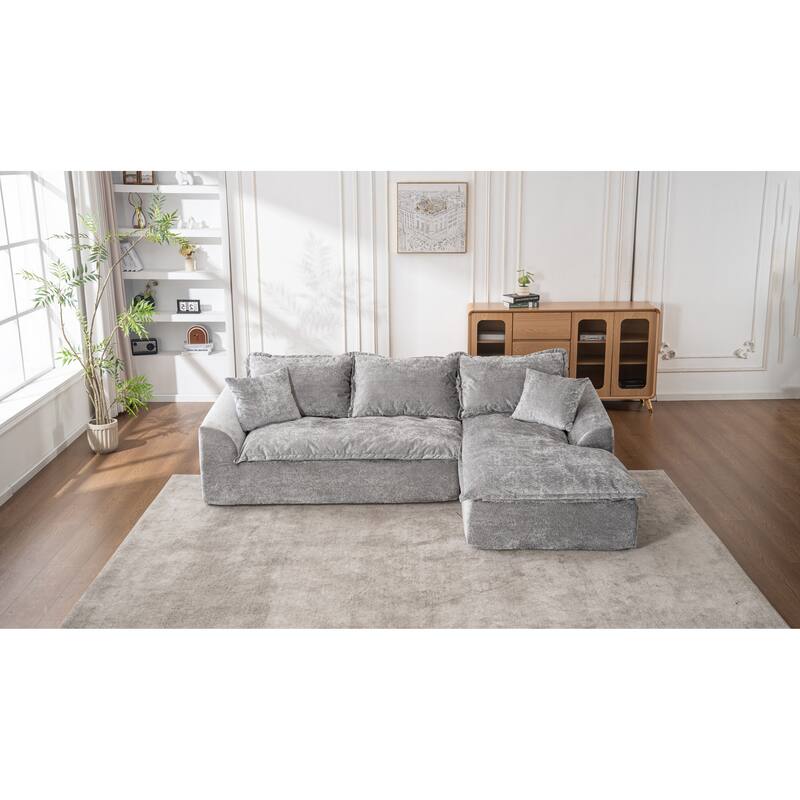 103" L-Shaped Cloud Sectional Sofa with Chaise, Upholstered Boneless Couches for Living Room, Modern Modular Chenille Sofa