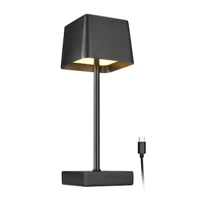 12" Matte Black Cordless Portable Outdoor Solar Operated Dimmable LED Table Lamp - 3.9"