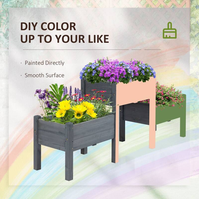 Outsunny 73" x 18" x 32" 3 Tier Raised Garden Bed w/ Three Elevated Planter Box, Freestanding Wooden Plant Stand