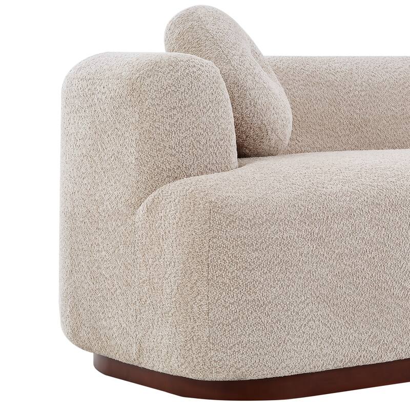 Christopher Knight Home - Polyster Upholstered 3-Seater 84.57" Compressed Sofa with Solid Rubberwood Base