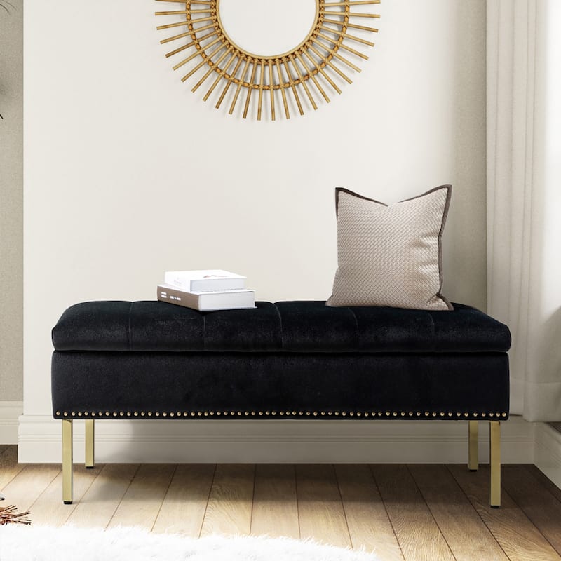 Egmont Contemporary Velvet Flip-Top Storage Bench by HULALA HOME
