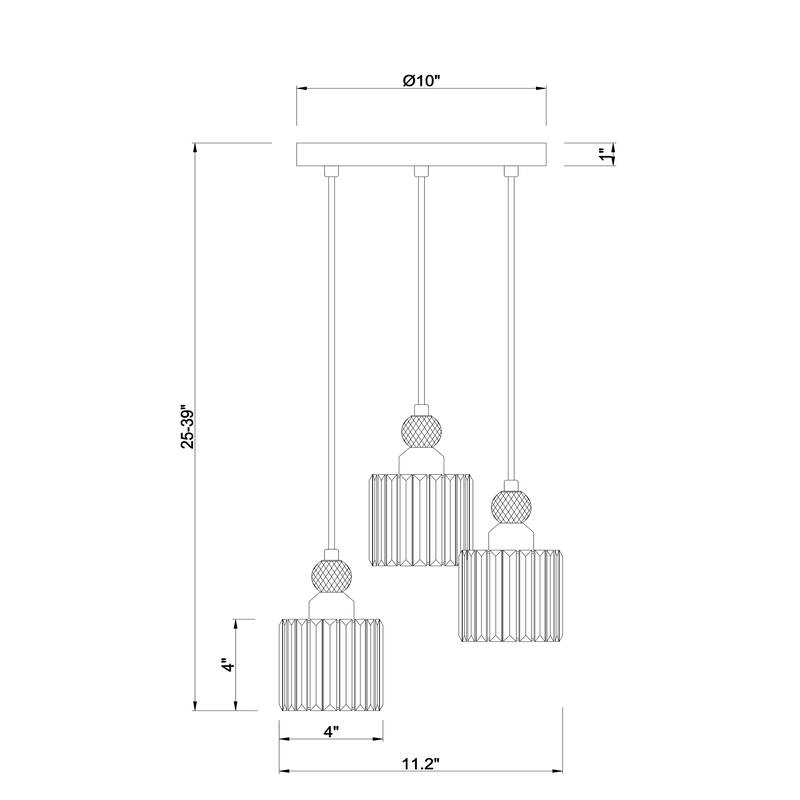 Srai 11 Inch Modern Contemporary Kitchen Island Pendant 3-Light