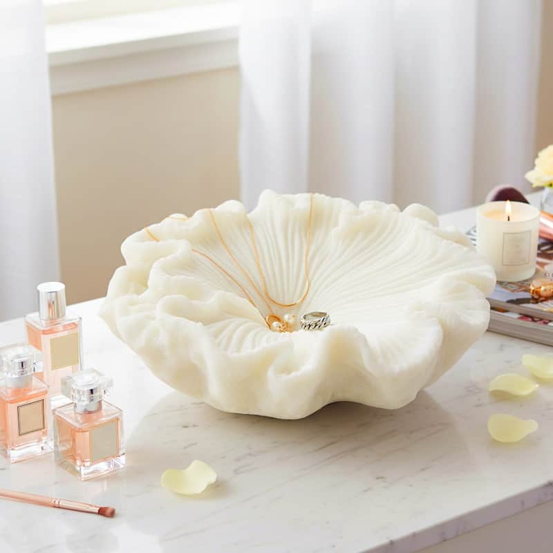 Decorative Coastal Inspired Shell Bowl - 12", White - 17.0" - White - 17.0"