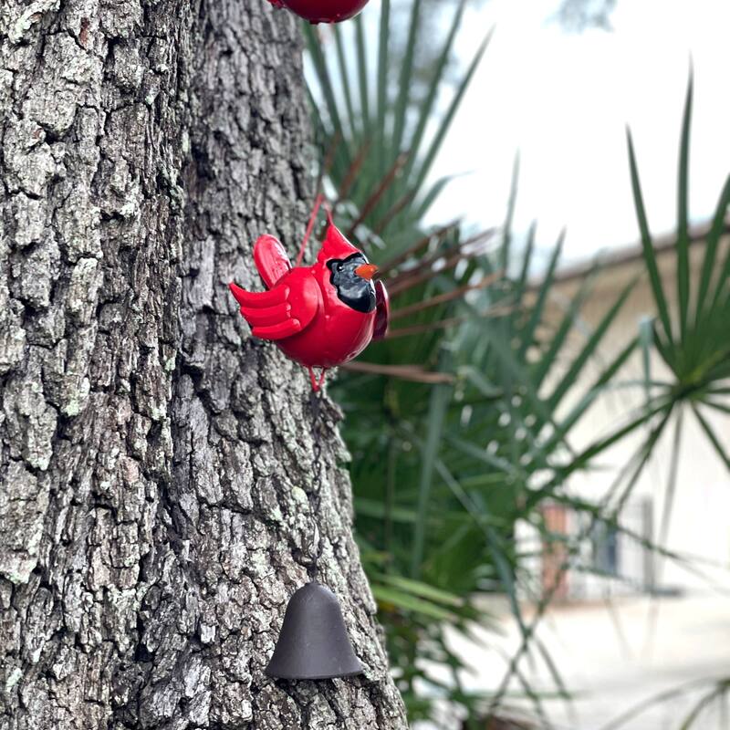 85-Inch Metal Rain Chain - 7 Red Cardinal Birds - Weighted Bell - - 4 X 85 X 5.5 inches