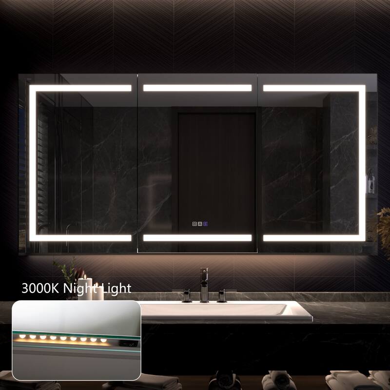 Modland 48"-72"W x 36"H Lighted Bathroom Medicine Cabinet with Backlit & Frontlit Modes,Anti-Fog