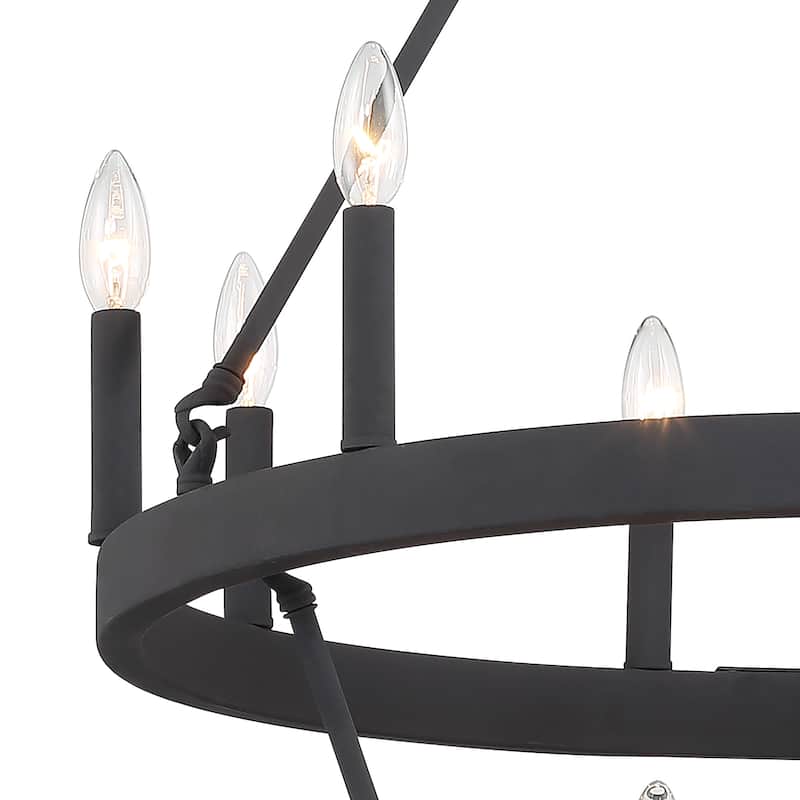 Acroma 15-light Farmhouse Black Tiered Chandelier for Dining Room - 27.5 inches