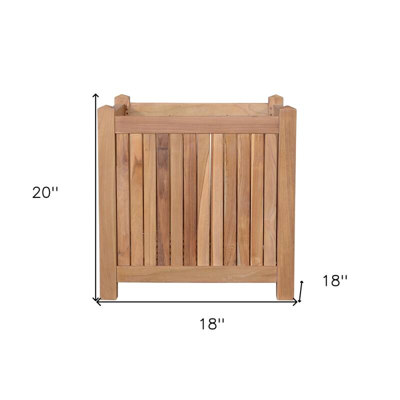 HomeRoots 18" Natural Solid Wood Indoor Outdoor Square Planter Box