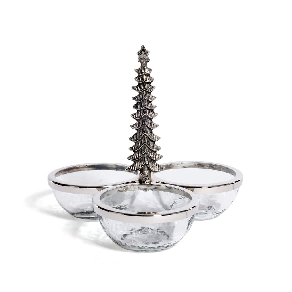 Foret d'Hiver Silver Glass and Metal Trio Condiment Set