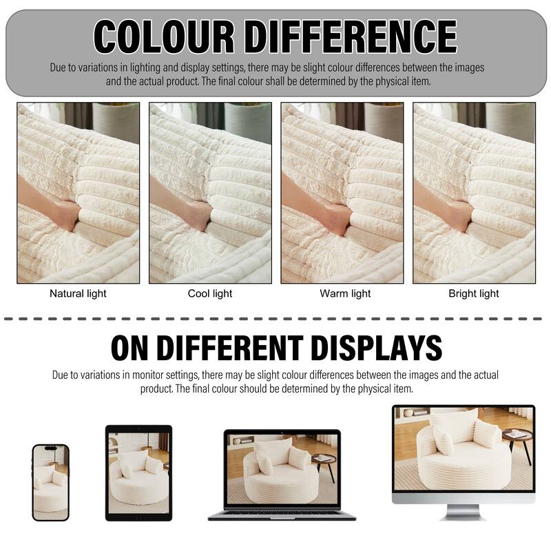 Rossetta 50"L Modern Backrest Pillow Design Fluffy Corduroy Sponge Single Sofa, No Assembly Required