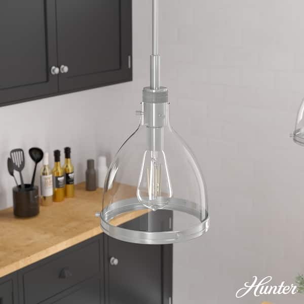 slide 2 of 14, Hunter 10" Van Nuys 1 Light Pendant - Kitchen Island, Dining Room - Industrial, Contemporary, Transitional Brushed Nickel