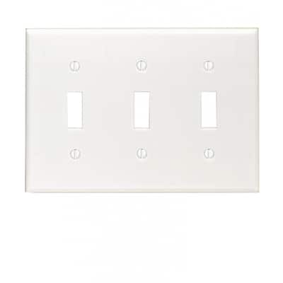 American Imaginations 10.25 in. x 4.87 in. Plastic Electrical Switch Plate in White; White Hardware - N/A