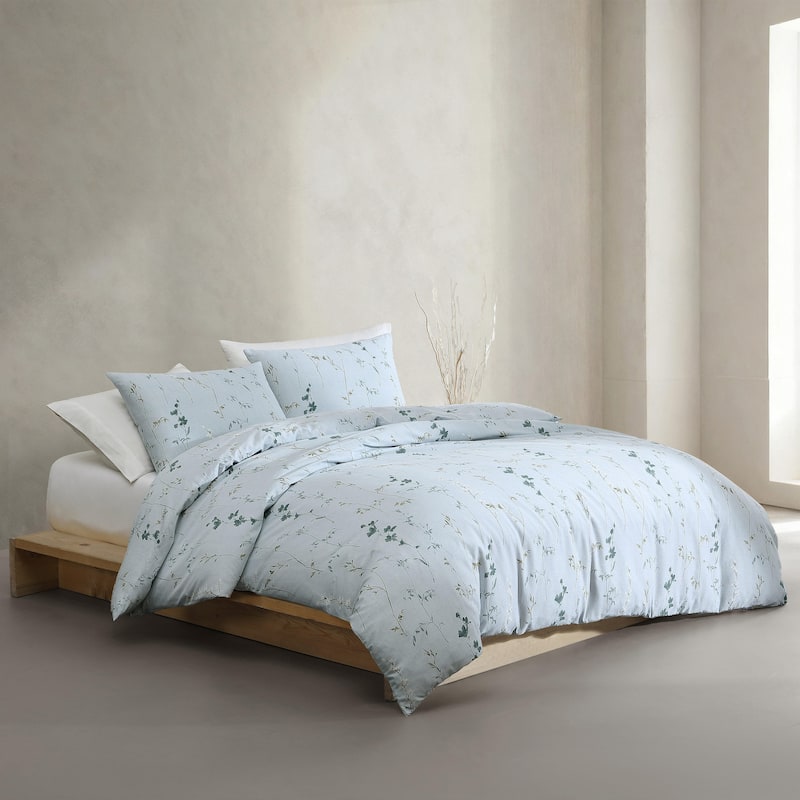 Calvin Klein Wildflower Cotton Reversible Blue Comforter Set