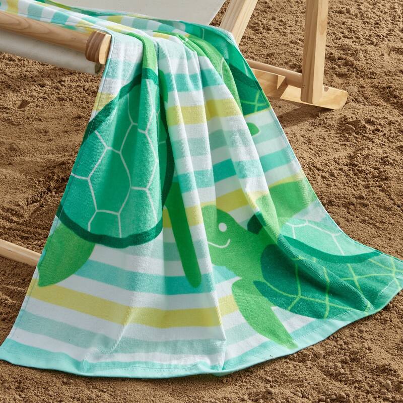 Linery & Co. 100% Cotton Printed Beach Towel for Kids, 30" x 60"