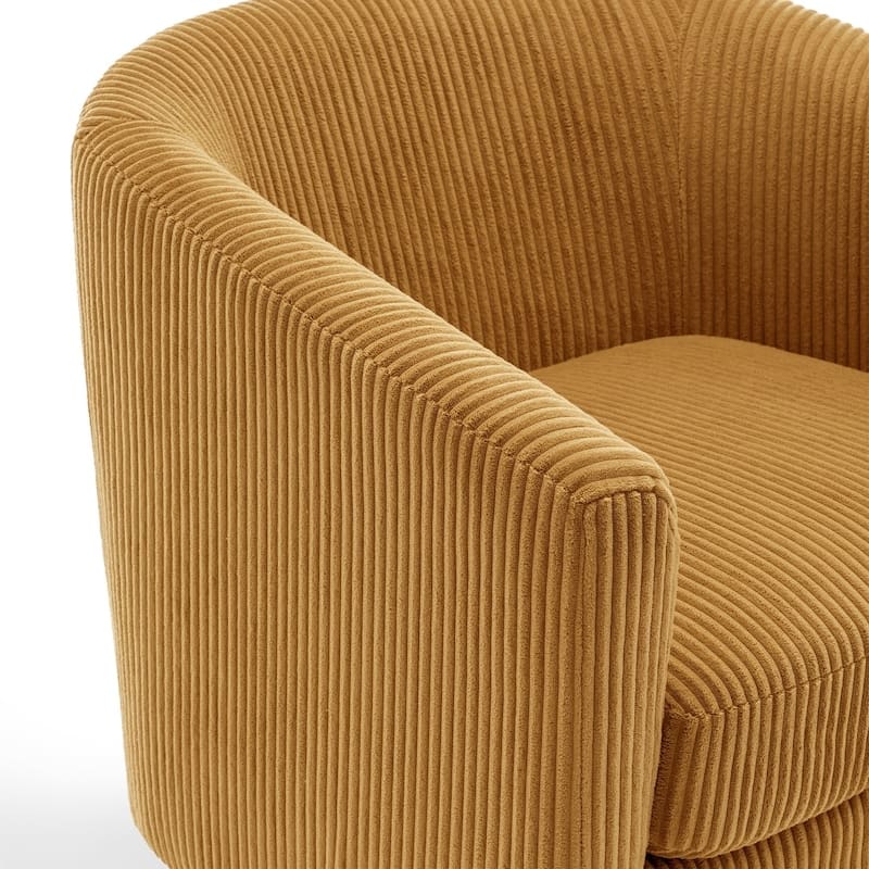 Modern 360° Swivel Corduroy Barrel Chair, Accent Armchair For Living Room