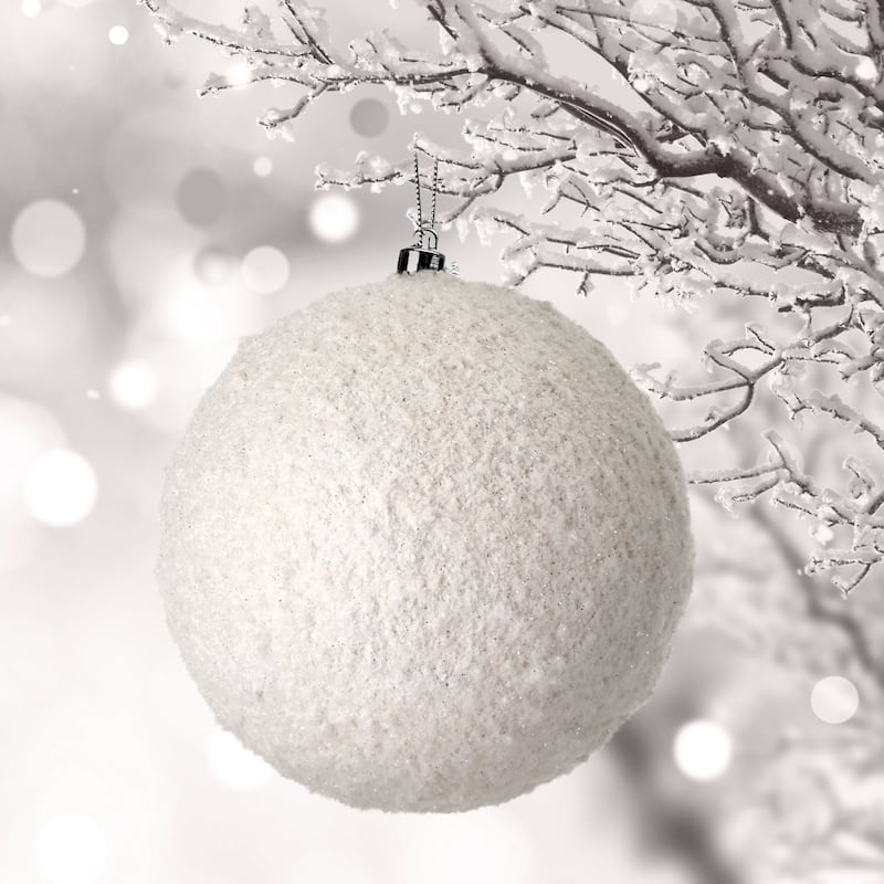 6" Frosted Texture Snowball Ornament Set of 4