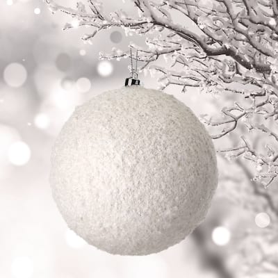 6" Frosted Texture Snowball Ornament Set of 4