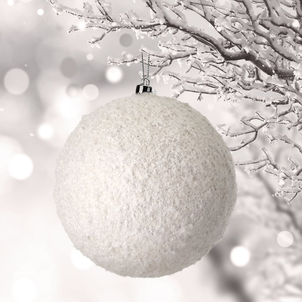 6" Frosted Texture Snowball Ornament Set of 4