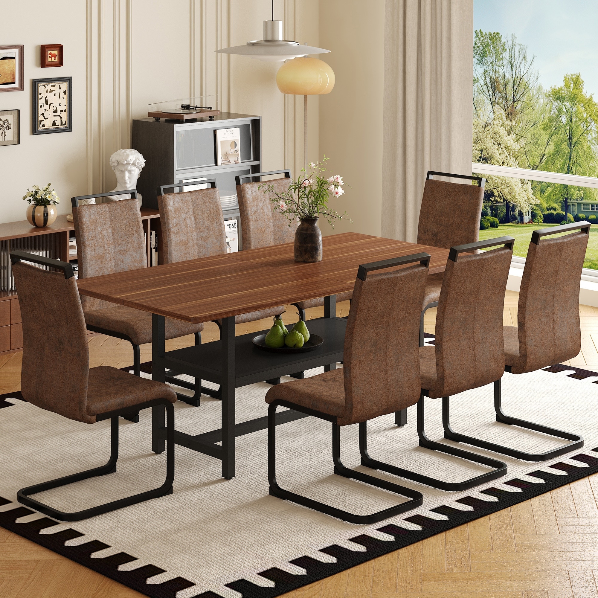 Dining Table Set with 8 Dining Chairs & Rectangular Table