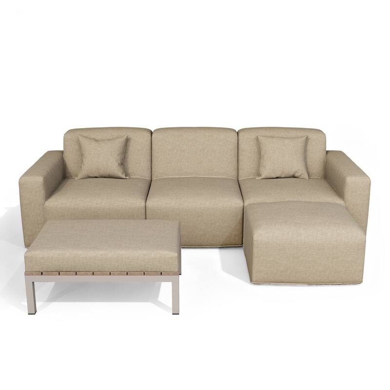 5-piece Full Foam Cushioning Sectional Sofa Set for living Room Patio