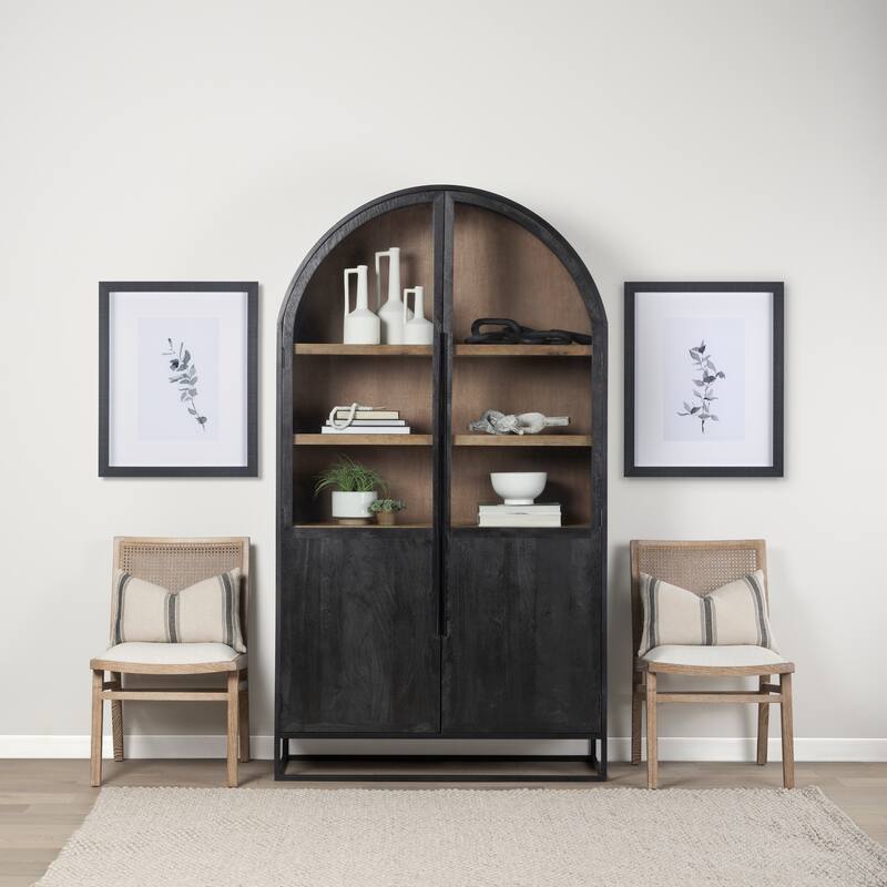 Sloan Black/ Dark Brown Arched Display Dining Cabinet